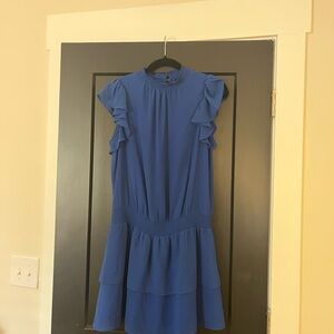 1. State Blue Mock Neck Flutter Sleeve Mini Dress Size M